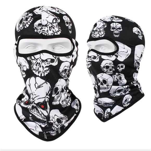 Tactical Skull Ghost Printed Full Face Mask Balaclava Halloween Ski Motorcycle - Picture 1 of 6
